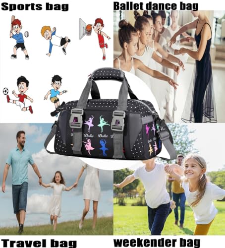 Ballet Dance Bag for Girls Gymnastic Bag Ballet Bag Ballerina Gifts (Black, Small)2