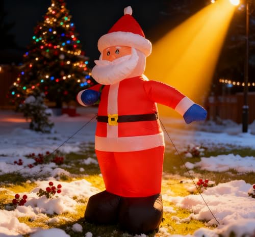 8FT Christmas Inflatable Santa Claus Outdoor Decorations, Inflatable Santa with Gift Bag Built-in LED Lights, Blow Up Yard Decorations for Holiday Xmas Party Indoor Garden Lawn
