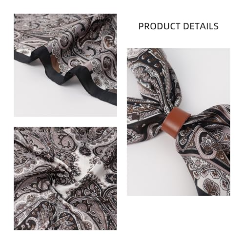 Image of 27.5 Inches Square Silk Feeling Neck Scarf for Men Necktie Silk Bandanas Pocket Square Cowboy Scarves