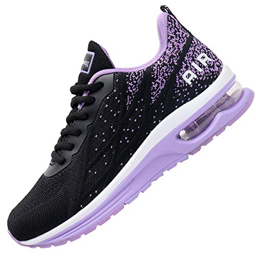 Impdoo Women's Air Athletic Running Sneaker Cute Fitness Sport Gym Jogging Tennis Shoes (Blackpurple US 8 B(M) New Mexico 