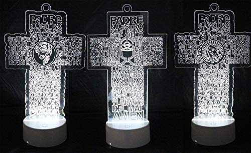 6 LED Multi Color Guardian Jesus Guadalupe JHS Cup Cross Stand Laser Baptism Centerpiece First Communion Quinceañera Children Kids Party Favors Home Decor Christening Centerpiece (Jesus)