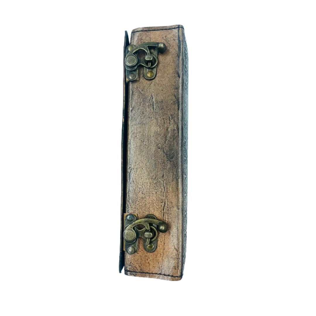 OVERDOSE Moom Lapis Stone Design Handmade vintage leather journa Double Lock Deckle edge paper, Blank spell book of shadows grimoire journal - 7x10 inches|17x25 cm|A4