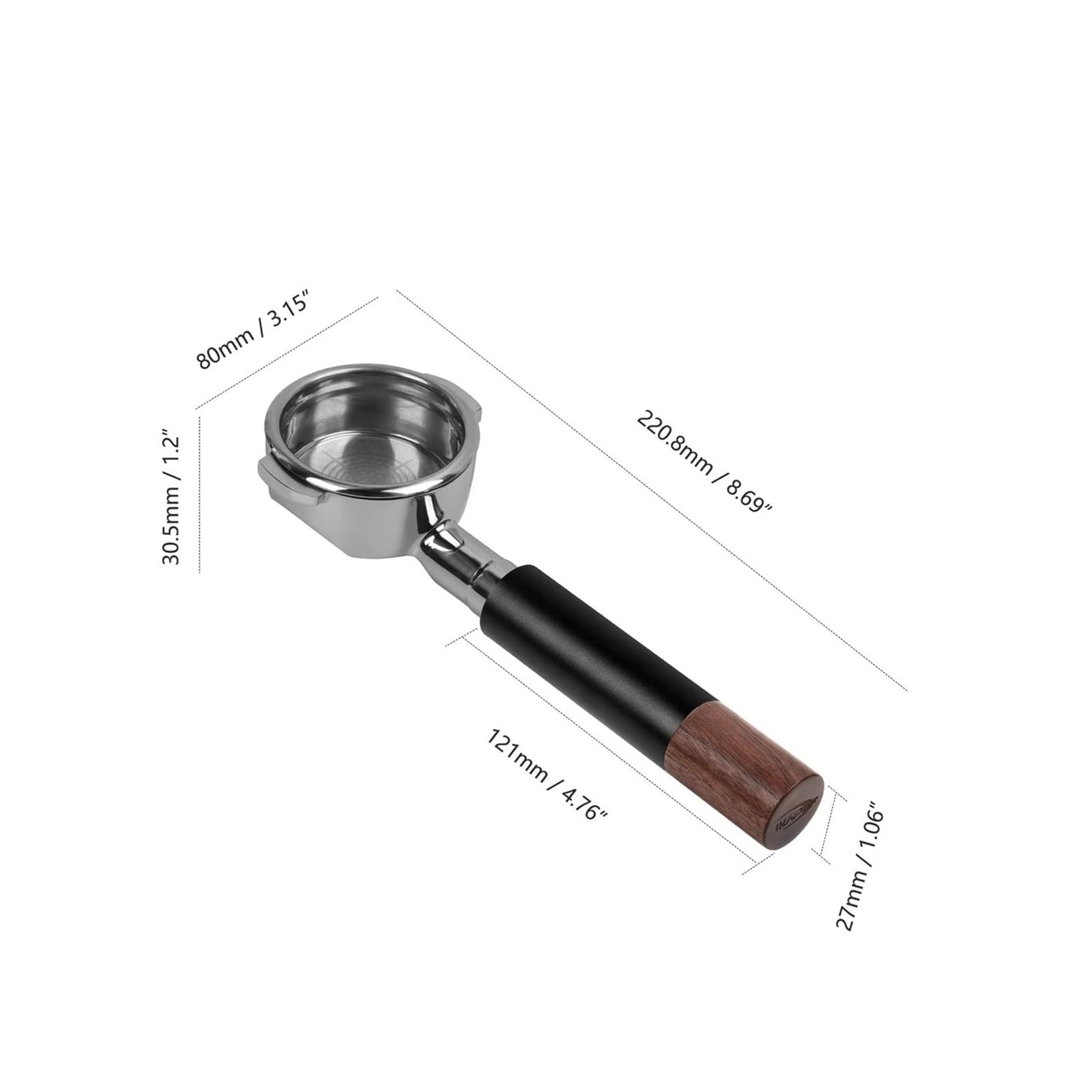 Mango De Portafiltro Sin Fondo Calado De Nogal De 54/58 Mm, Compatible Con IKAPE, Accesorio De Espresso | 58mm E61 Black