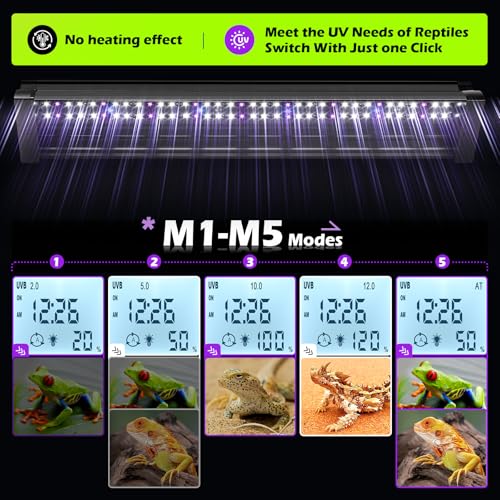 Hygger zoo UVB Light for Reptiles 10W 15.7IN LED UVA UVB Terrarium Lamp with 4 Auto Modes for Ferguson Zones UVB Bulb with Timer for for Bearded Dragons, Leopard Gecko, Snake, Turtle & More — view 4