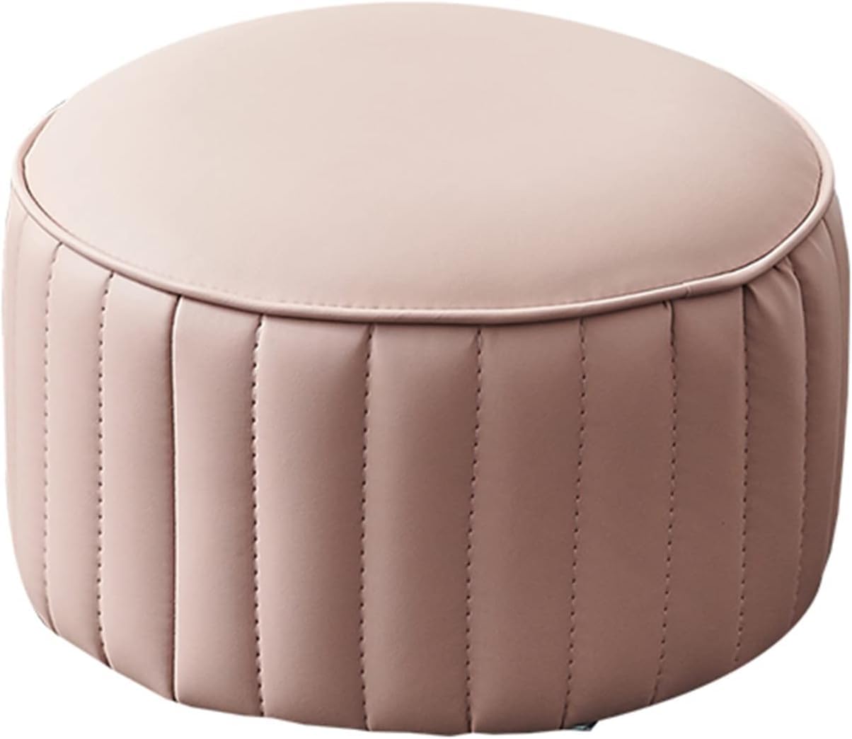 Tabouret ottoman rond moderne en cuir orange, repose-pieds de chambre