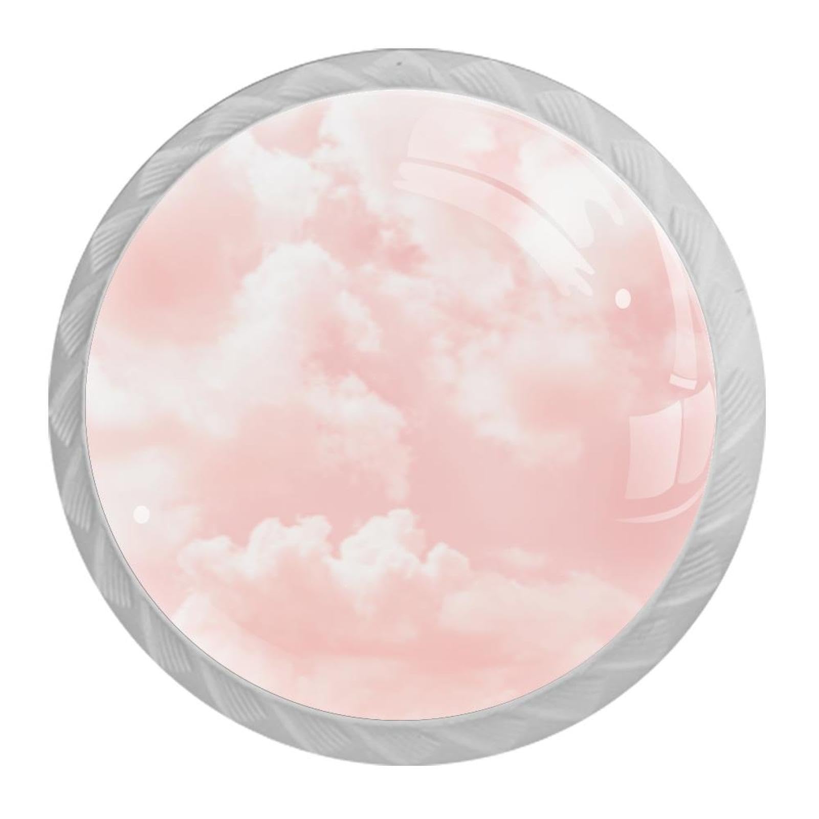 Tqmspg 4 Pieces Drawer Pulls Pink Clouds Door Knobs Dresser Handles for Kitchen Wardrobe Cupboard Hardware Furniture