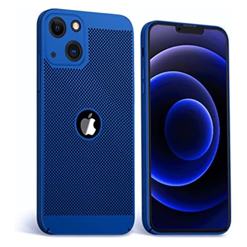 Heyqie Slim Fit iPhone 13 Mini Case, Ultra-Thin [Skin Touch Feel][Heat Dissipating] Silm Anti-Fingerprint/Skid/Fade Protective Breathable Cooling PC Back Cover Case for iPhone 13 Mini (2021), Blue Cover