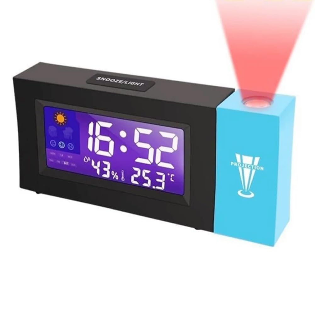 Orologio a proiezione, sveglia con proiezione con cavo di ricarica, allarme digitale per comodino, casa, ufficio