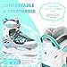 LEVYTEMP Adjustable ice Skates for Kids Boys Girls, 4 Size Triple Protection Beginner Figure Blades with Ankle Support for Outdoor and Rink,Grey