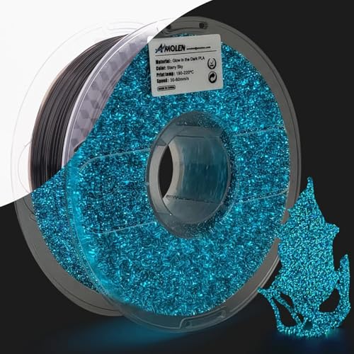 Image of AMOLEN 3D Printer Filament, PLA Filament 1.75mm, Glow in The Dark Filament Blue Starry Sky, Best with UV Lamps, Fit Most 3D FDM Printers, Dimensional Accuracy + /- 0.02 mm, 1kg(2.2lbs) Spool