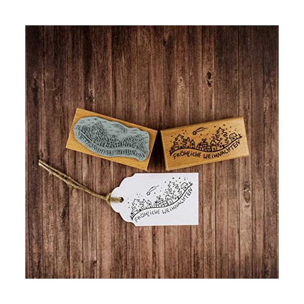 NEWSTAMPS Stempel Fröhliche Weihnachten 04 Motivstempel groß aus Holz & Gummi zum Karten basteln, Holzstempel… – Bild 4