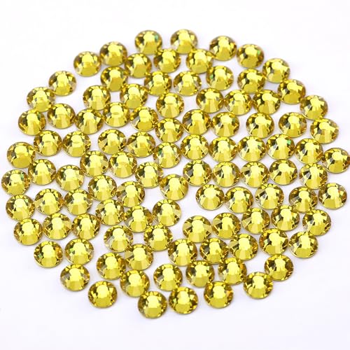 Image of Novani Crystal Rhinestones, Flatback Loose Gemstones 1440pcs Glass Rhinestones for Clothes Shoes Crafts Makeup Nail Art and DIY Decorations(SS6, Citrine)