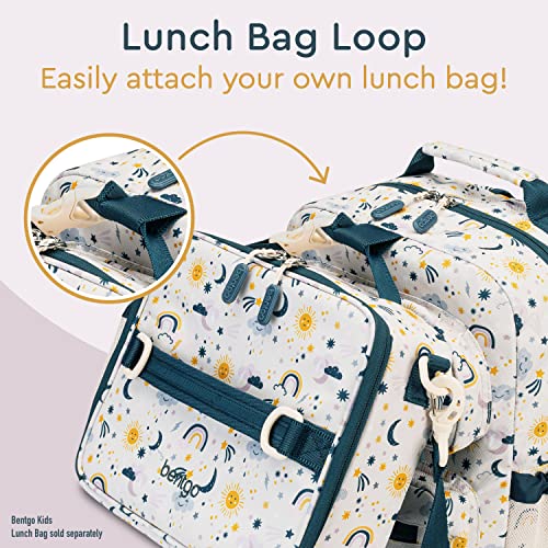 Image of Bentgo Kids Backpack - Lightweight 14 inch Backpack in Fun Prints for School, Travel, & Daycare, Ideal for Ages 4+, Roomy Interior, Durable & Water-Resistant Fabric, & Loop for Lunch Bag (Friendly Skies)