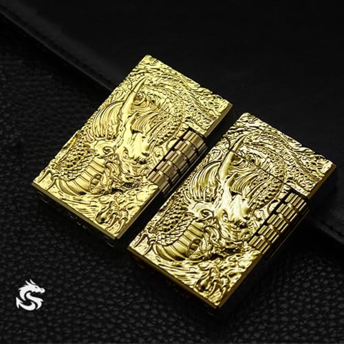 Encendedor recargable de butano con diseño dragón dorado miniatura 3