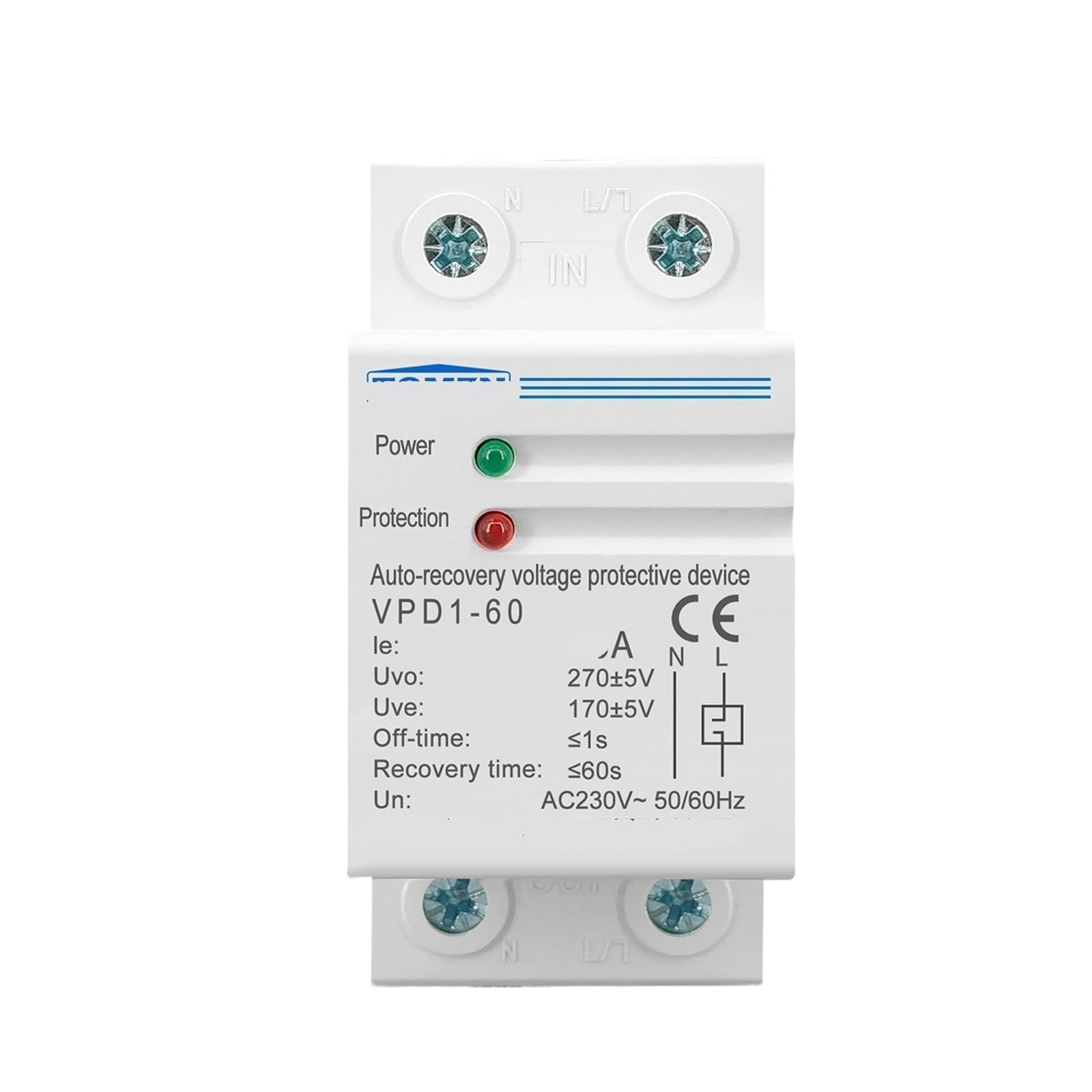 VSPPJYFG 40A 60A 230V Rail Automatic Recovery reconnection overvoltage undervoltage Protection Device Protection Relay(40A)