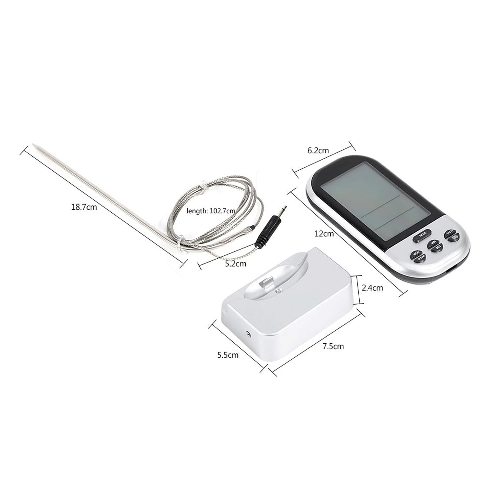 KRILLIQ Termometro Digitale LCD con Telecomando Wireless a Grande Schermo Termometro per Carne a Lettura istantanea per Cucinare cibi da Cucina