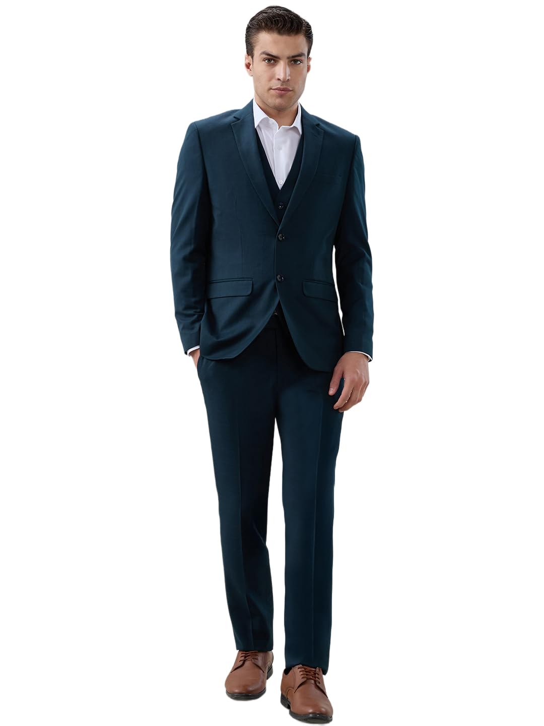 park avenue Men Slim Fit Checks Pattern Terry Rayon Blend Notch Lapel Full Sleeve Formal Suit Purple-picture-16
