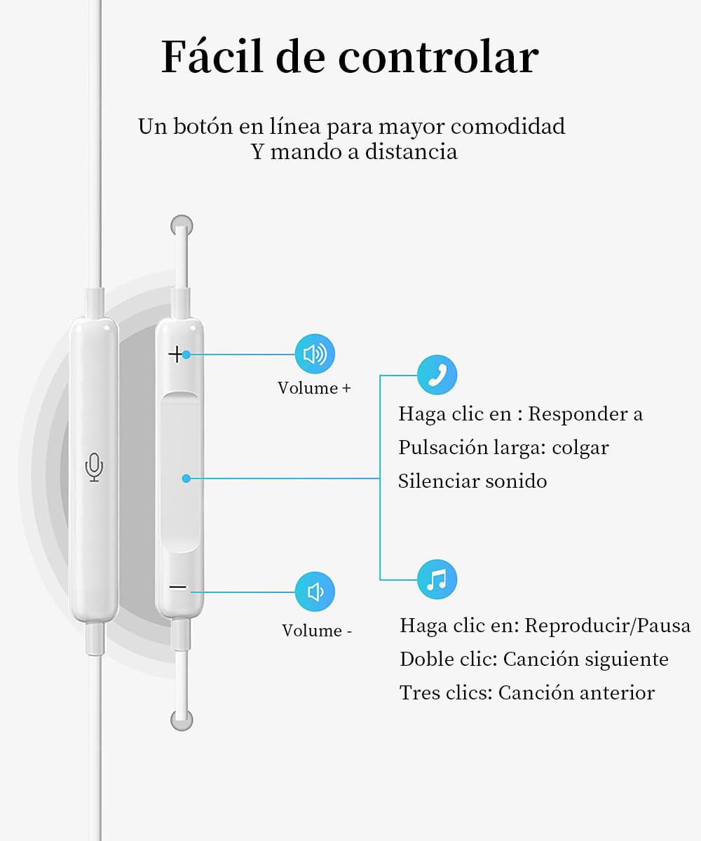 Genérico Auriculares para iPhone,Cascos Cable con Aislamiento de Ruido Soporte Control de Volumen de Llamadas,Compatible con iPhone 11/12/13/14/X/XS/XR/8/7 Plus,Soporta Todo el Sistema iOS — view 4