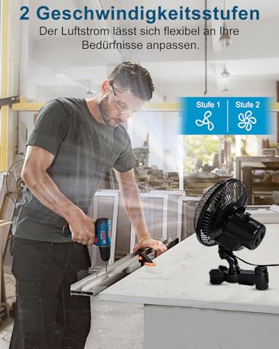 [Verbesserte] Oszillierend Grow Ventilator mit Clip, 2 Geschwindigkeitsstufen Klein Klemmventilator Leiser Betrieb 20W, Verstellbare Neigung, Umluft Pflanzen Ventilatoren für Growzelt Growbox, Ø 20cm