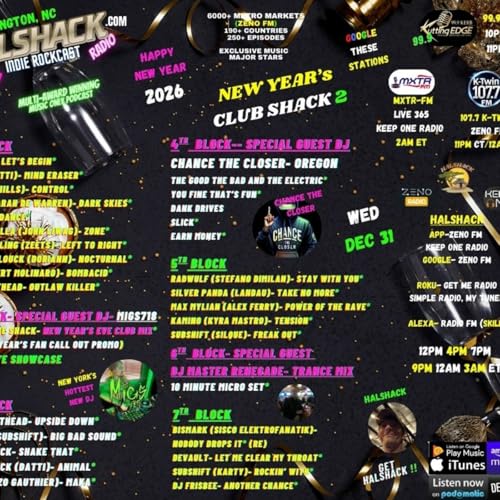 Episode 292: Halshack Special (NEW YEAR's EVE CLUB SHACK 2) Dec 31, 2025-- MXTR FM--KERB-KTWINS--ZENO--KEEP ONE RADIO--New Years Holiday Club Shack 2-hour Super Party- Find the playlist on Halshack com copertina