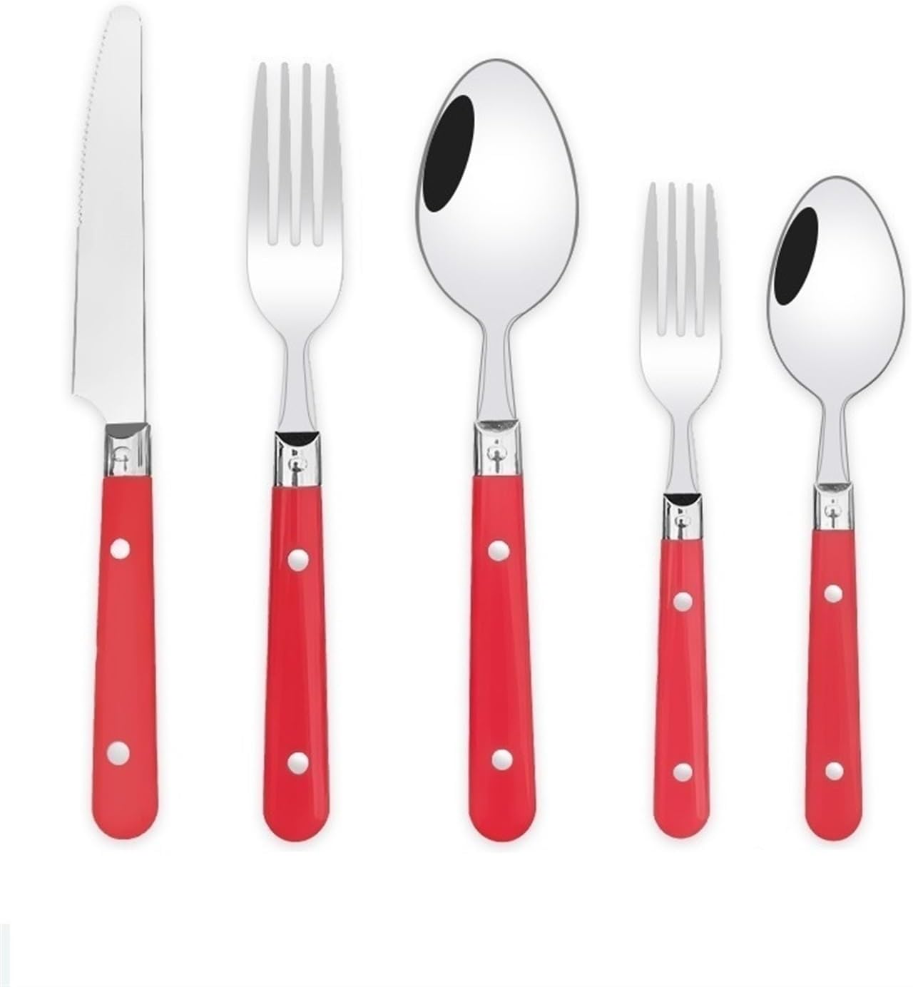 5/20/30-Piece Lightweight Stainless Steel Silverware Set for Everyday Use, Flatware Service for 1/4/6, Steak Knife Fork Spoon Dessert Tea Spoon Fruit Fork, Durable Reusable, White