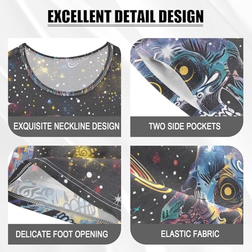 ALAZA Sugar Skull Space Star Pajamas Short Sleeve 2 Piece Sleepwear Top and Bottom Pajama Set Unisex4