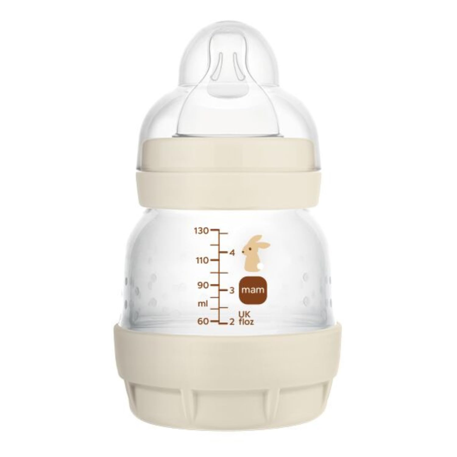 MAM Biberon Easy Start Anti-​Colique 0 mois débit extra lent (130 ml) Sable – Biberon pour réduire les coliques et l'inconfort de bébé – Biberon bébé compatible avec l'allaitement maternel