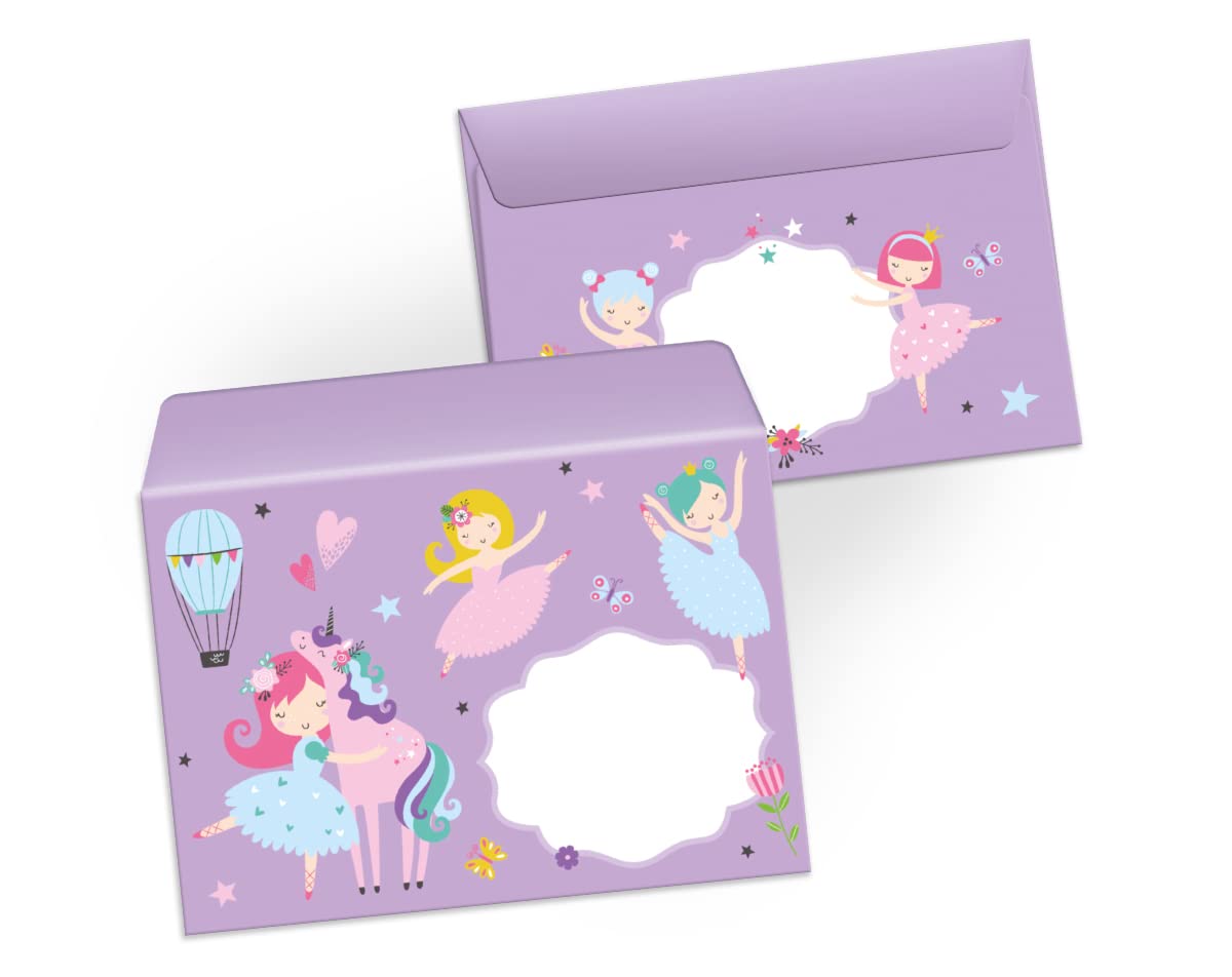 Writing Paper Set Letter Pad with Envelope for Girls Children Ballerina Unicorn Purple (A4 Pad with 25 Sheets + 15 Envelopes) - Image 3