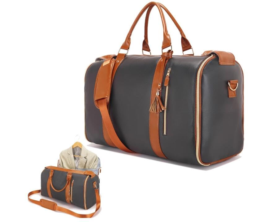 Borsone convertibile per indumenti da viaggio, grande borsone in pelle PU per uomini e donne, borse impermeabili per indumenti da viaggio con tasca per scarpe integrata, 3 in 1 da appendere, borsa da