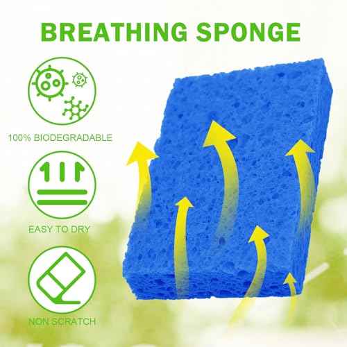 Image of YoleShy 24 Pack Kitchen Sponges Natural Cellulose Compressed Sponges for Cleaning Reusable Dish Sponge Kitchen Non-Scratch DIY
