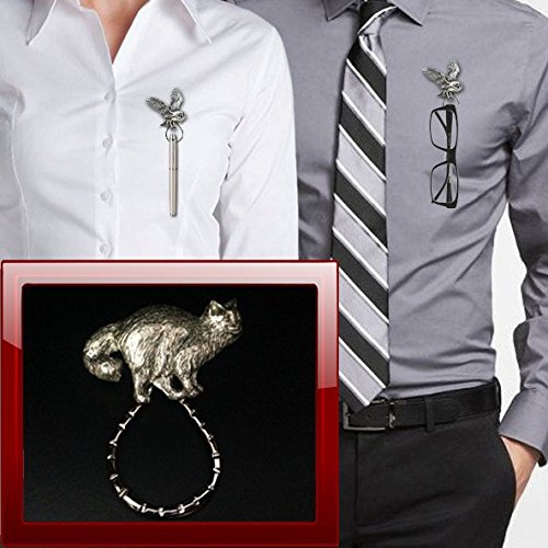 PPC05 Porte-broche en forme de chat de Birmanie en étain pour lunettes, stylo, bijou d'identification