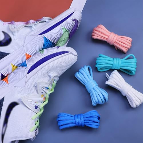 GOODSALEOK 2 Paar Packung ovale Sneaker-Schnürsenkel Laufschuhe Basketballschuhe Turnschuhe Verschleißfest Unisex Weiß 120CM