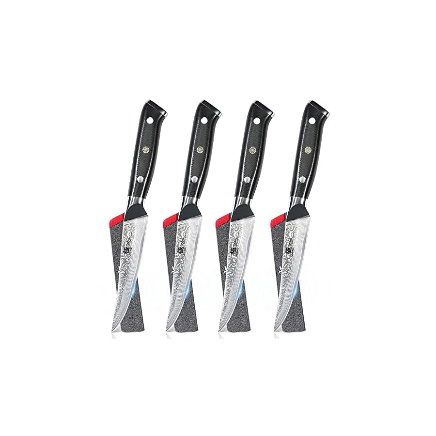 KYOKU-Damascus-Non-Serrated-Steak-Knives-Set-of-4-Shogun-Series-Japanese-VG10-Steel-with-Sheath-Case KYOKU Damascus Non-Serrated Steak Knives Set of 4 - Shogun Series - Japanese VG10 Steel - with Sheath & Case