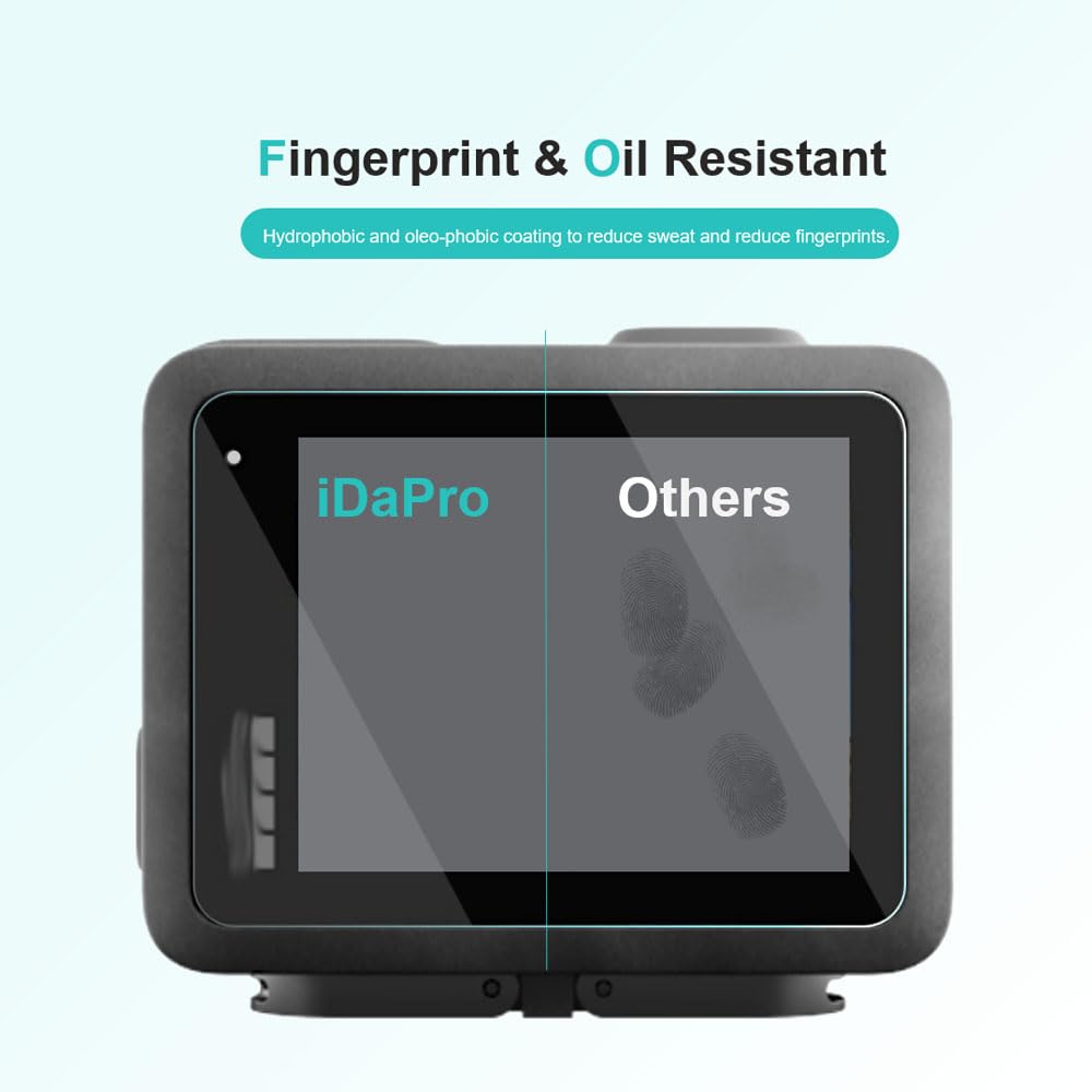 iDaPro Screen Protector+ Lens Protector do GoPro Hero 4K, Szkło 9H | 2 ekran + 2 obiektyw + pudełko ABS. Twardość 9H, odporne na rysy, bez bąbelków, HD, antyodciskowe, łatwy montaż.