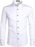 ZEROYAA Men's Slim Fit Long Sleeve Mandarin Collar Dress Shirt - Breathable Solid Hipster Style for Casual & Business
