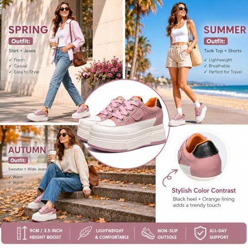 Image of Platform Sneakers for Women Chunky Casual Lace Up Comfort Shoes