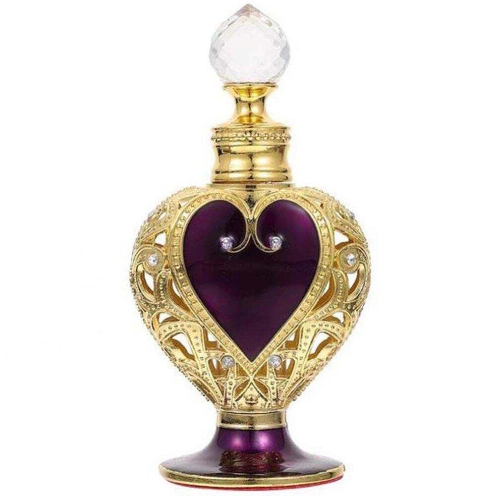 Haowul Perfume Empty Bottle 12ml Vintage Heart-shaped Essential Oil Bottle Refillable Fragrance Container Decorative Bottle