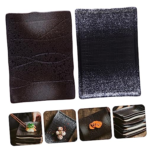 2 piezas de platos rectangulares estilo japonés para sushi y postre miniatura 3