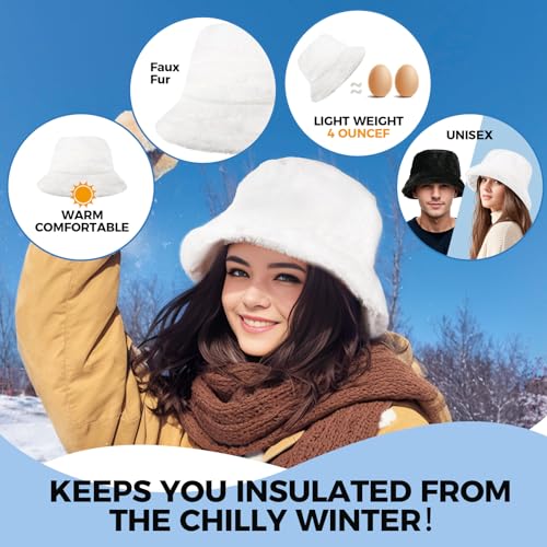 Bfons Faux Fur Winter Bucket Hat For Women Men Fluffy Warm Hat Women'S Furry Fisherman Cap For Casual thumb #3