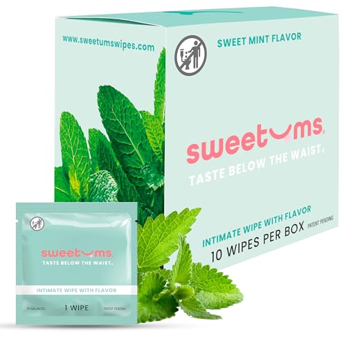 Image of Sweetums Flavored Feminine Wipes For Women, Individually Wrapped - pH Balanced Wipes - Pack of 10 (Sweet Mint)