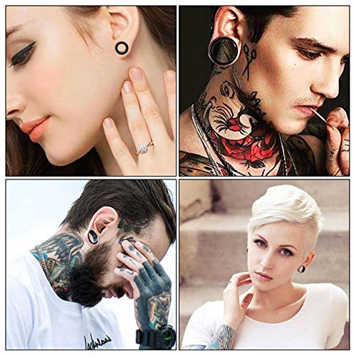 KBNIAN 8 Paar Silikon Tunnel Schwarz Silikon Double Flared Ohr Expander Dünn Ohrpiercing Expander Flesh Ohr Tunnel Plug mit 8 Größen (6-20mm)