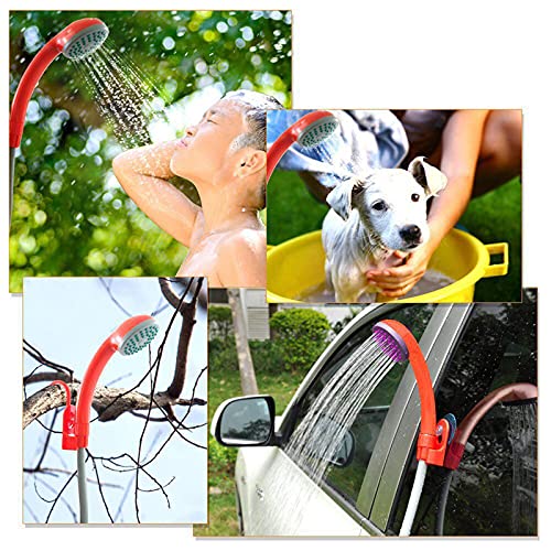 Ducha portátil para camping, bomba de agua ajustable con gancho, ducha exterior con filtro, adecuada para duchas interiores y exteriores, camping, limpieza de mascotas, lavado de autos y riego de jardín miniatura 4