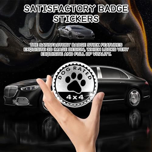 Image of Dogs Badge Rated Car Emblem, 4 x 4 3D Metal Automotive Badges, Car Exterior Accessories Round Emblems Decals Stickers Compatible with Jeep Wrangler Grand Cherokee Renegade (Dogs), silver