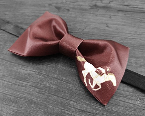 Image of GUUNIEE Men's Satin Silk Racehorse Bow Ties Pre-tied Solid Horse Racing Bowtie