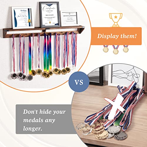 LAVIEVERT Support mural pour médailles de gymnastique avec étagère de rangement, étagère murale en bois pour trophée… - Image 5
