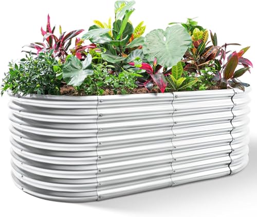 Land Guard Galvanized Planter Raised Beds 631.99ft Galvanized Water Trough Keyhole Raised Garden Bed Metal