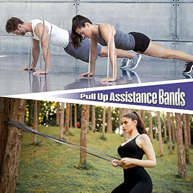 Resistance Band Pull Up Assistance Bands,Set of 5 Resistance Heavy Duty Exercise Stretch Fitness Bands for Stretching Power Lifting Workout Training with Instruction Guide
