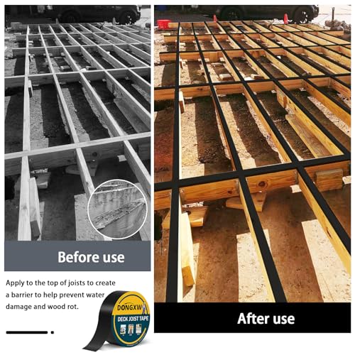 Image of Dongxw Joist Tape for Decking, 2 inch X 50' Waterproof Butyl Deck Tape Self-Adhesive Deck Flashing Tape for Wood Joists and Beams,6 Pack