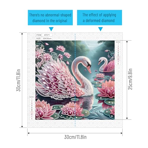 Image of AiYuanzsh 5D Special Shape Diamond Art Kits for Beginners, Diamond Painting Kits for Adults, Crystal Rhinestones Diamond Painting for Home Wall Decoration Gift 12x12 inch /30x30 cm, Beautiful Swan