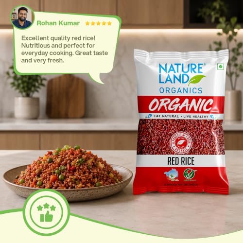 Image of Natureland Organics Red Rice 1 Kg (Total 2 Kg) - Organic Rice